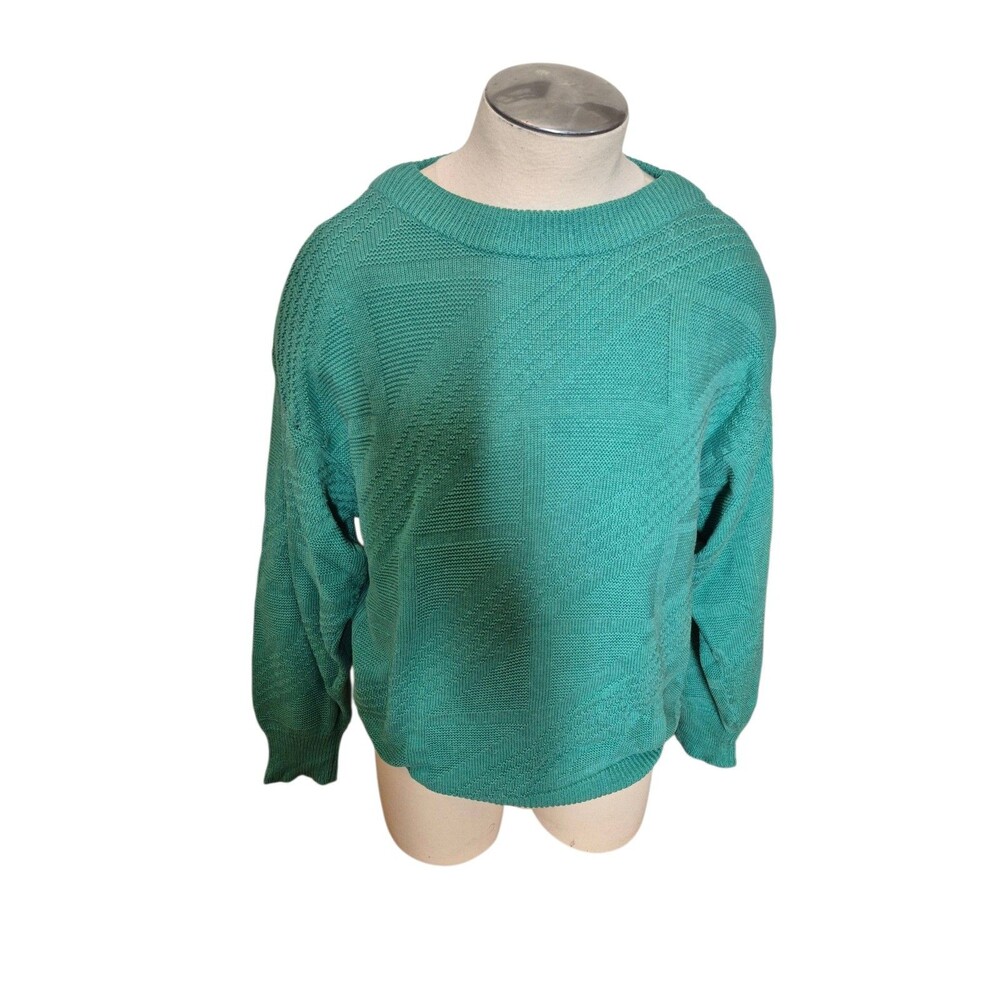 HEAD Mens VTG 90s Sweater Textured Knit crew Pullover Sweater Green Sz XL